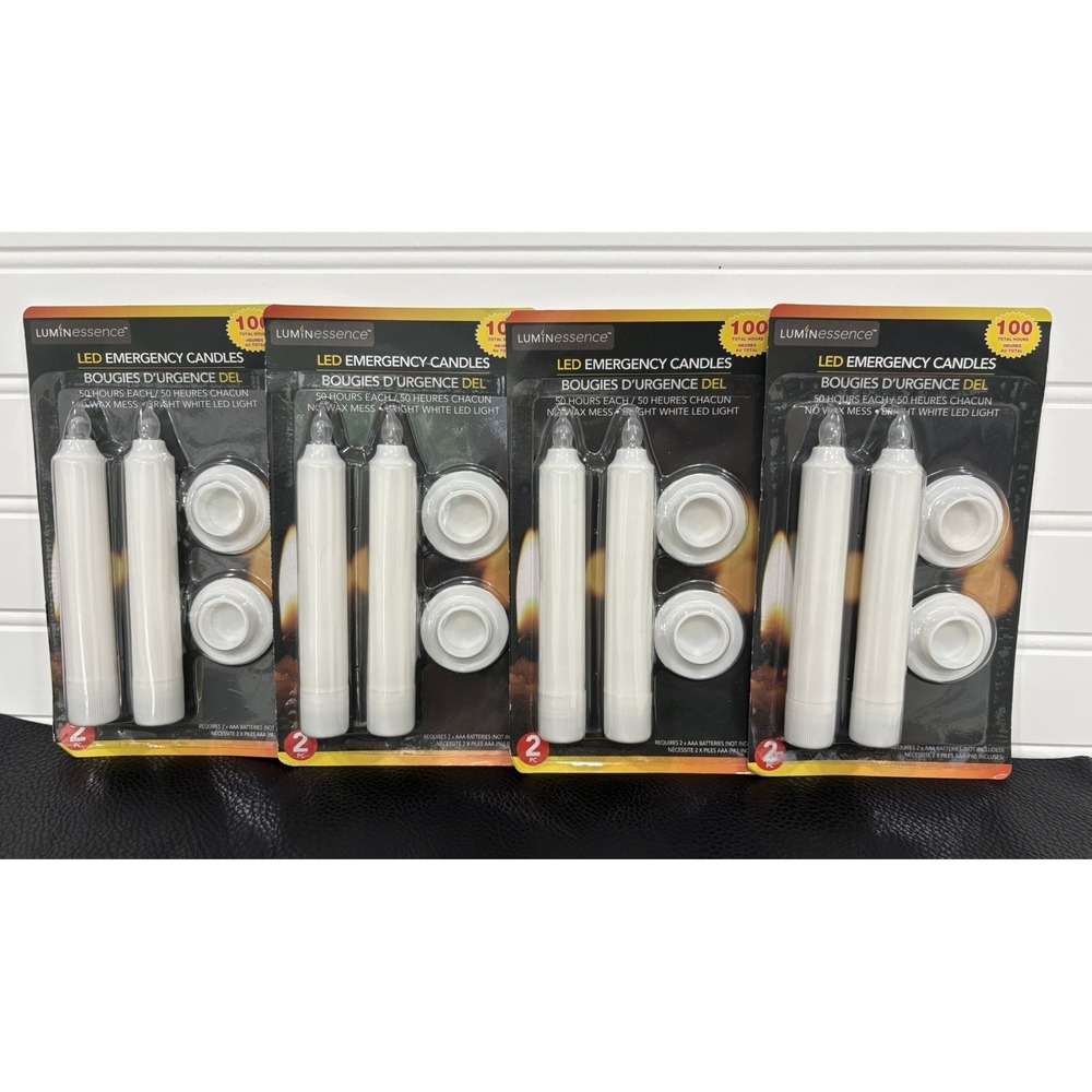 Emergency White LED Candles Luminescence 4 NEW SEALED PACKS 8 Candles Total